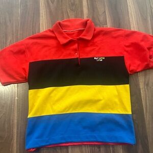 Vintage rainbow brite single stitch polo shirt colour block primary colours M